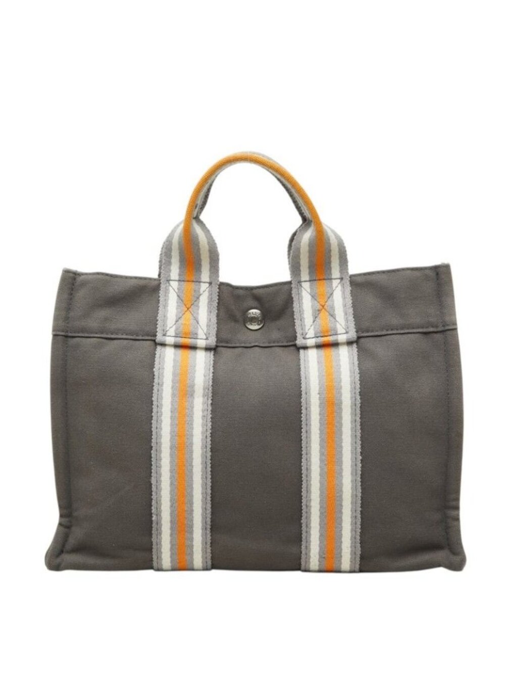 Hermes Fourre Tout PM Handbag Gray Orange White Silver Cotton